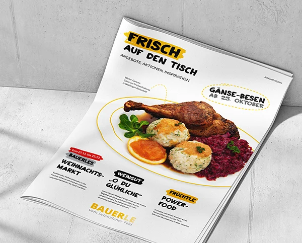 Branding, Speisekarten und Printmagazin für Bäuerles Besen – Gestaltung von UlrichWerbung
