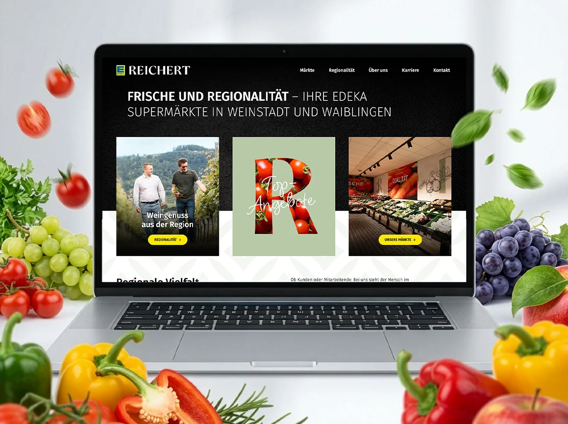 Website von EDEKA Reichert für die Märkte in Weinstadt und Waiblingen – Webdesign von UlrichWerbung